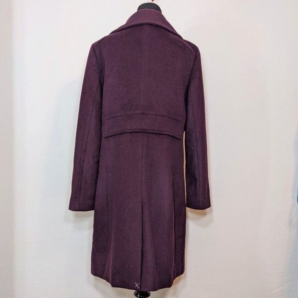 Ann Taylor Felt Purple Gold Button Trench Coat - Picture 6 of 10